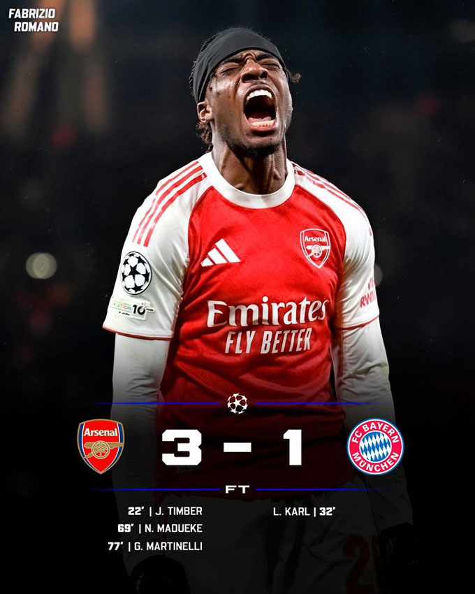 Kết quả Arsenal 3-1 Bayern: Pháo thủ giương cao nòng_6928019cc21a5.jpeg